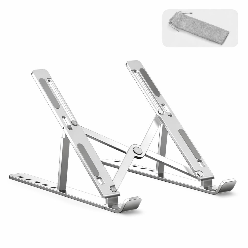 Adjustable Aluminum Laptop Stand for Desk – Ergonomic Foldable Riser for MacBook & Notebook