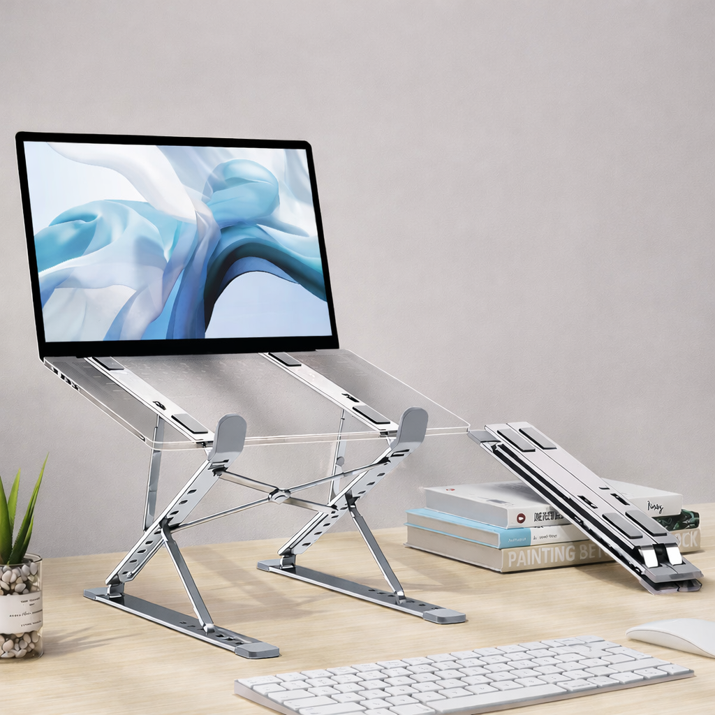 Adjustable Aluminum Laptop Stand for Desk – Ergonomic Foldable Riser for MacBook & Notebook