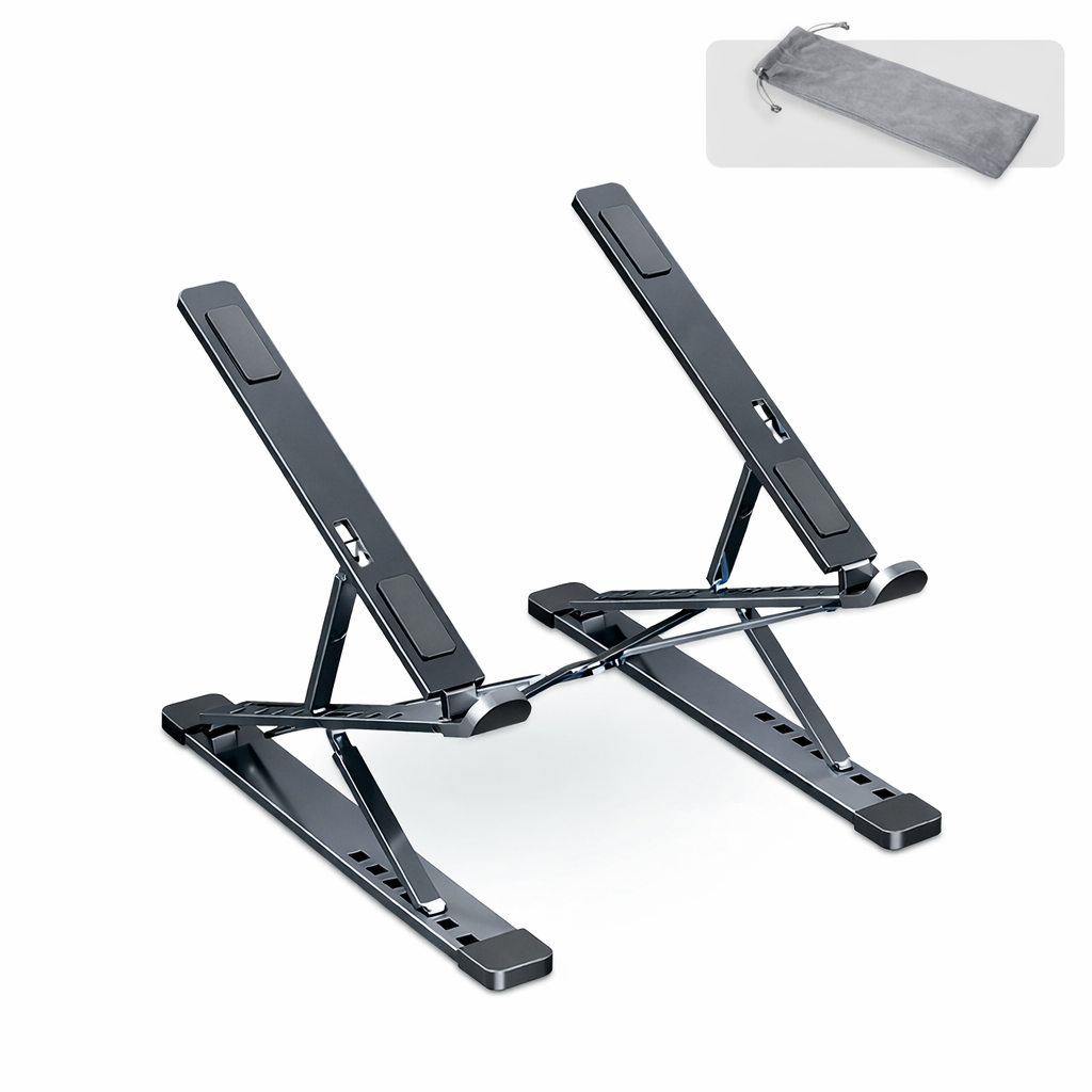 Adjustable Aluminum Laptop Stand for Desk – Ergonomic Foldable Riser for MacBook & Notebook
