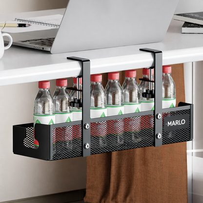 Under Desk Cable Organizer Tray – Expandable Metal No-Drill Cable Management System