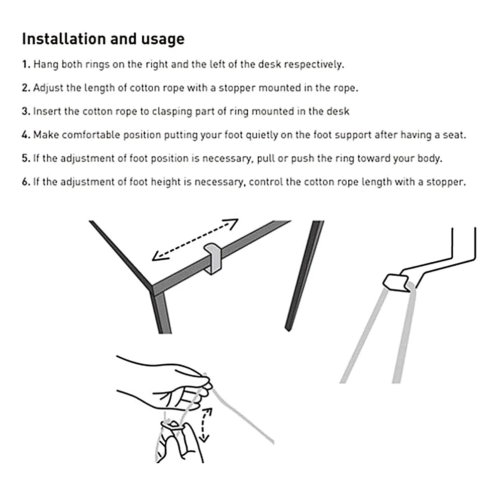 Adjustable Under-Desk Foot Hammock for Office & Home Comfort – Hanging Foot Rest